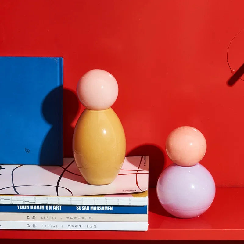 Afralia Geometric Sphere Glass Vase with Lid, Desktop Storage Container