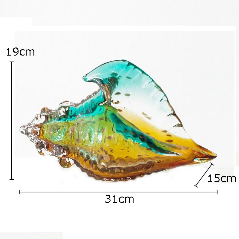 Afralia™ Glass Conch Shell Statue Colorful Modern Design Sculpture Decor Ornaments