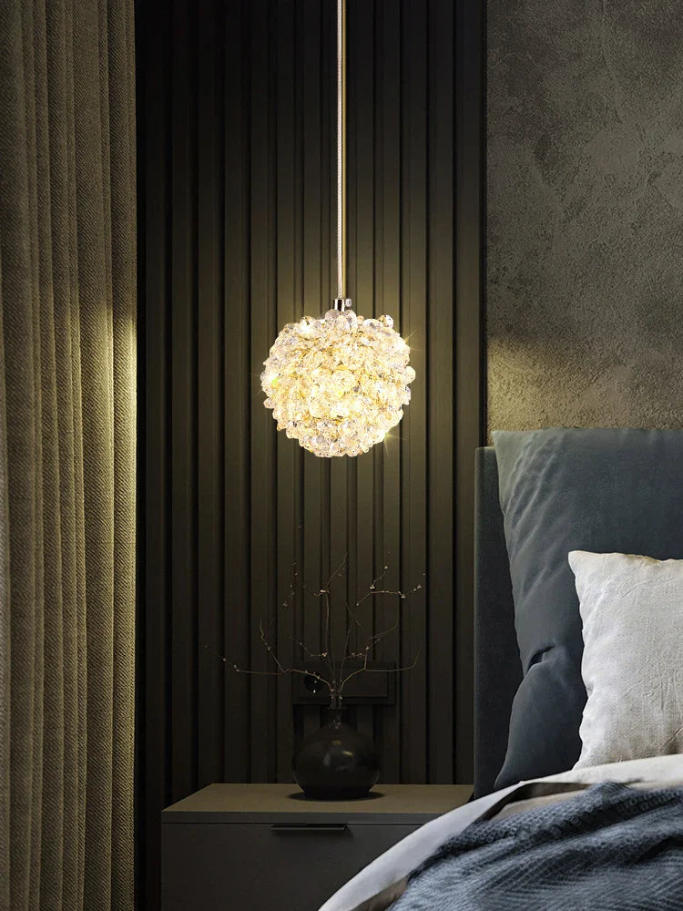 Afralia™ Gold Metal Crystal Pendant Light for Bedroom Dining Room Aisle Corridor