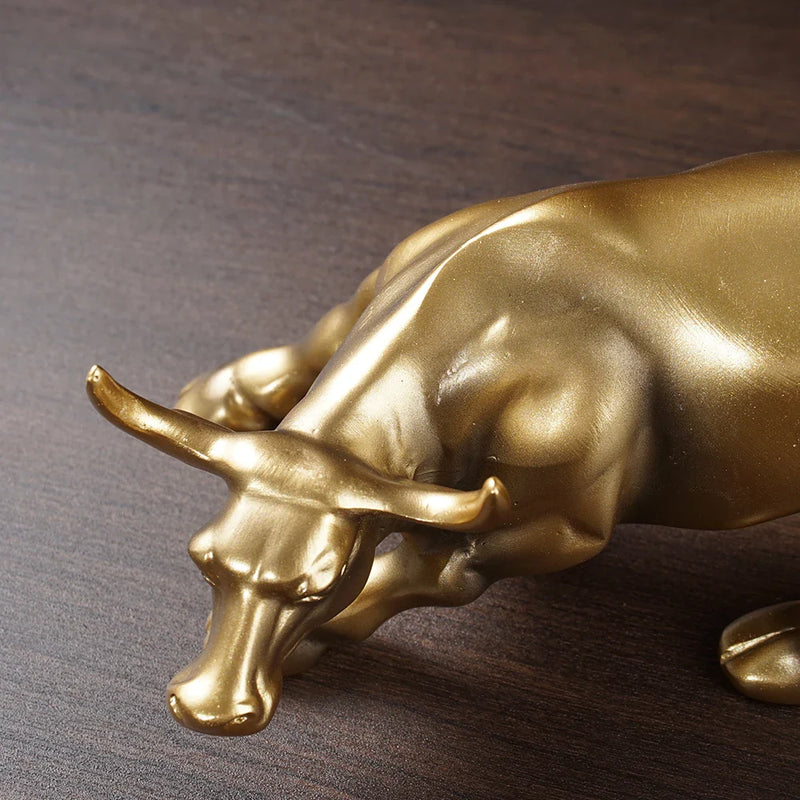 Afralia™ Bull Figurine: Resin Wall Street Cattle Statue for Feng Shui Home Decor