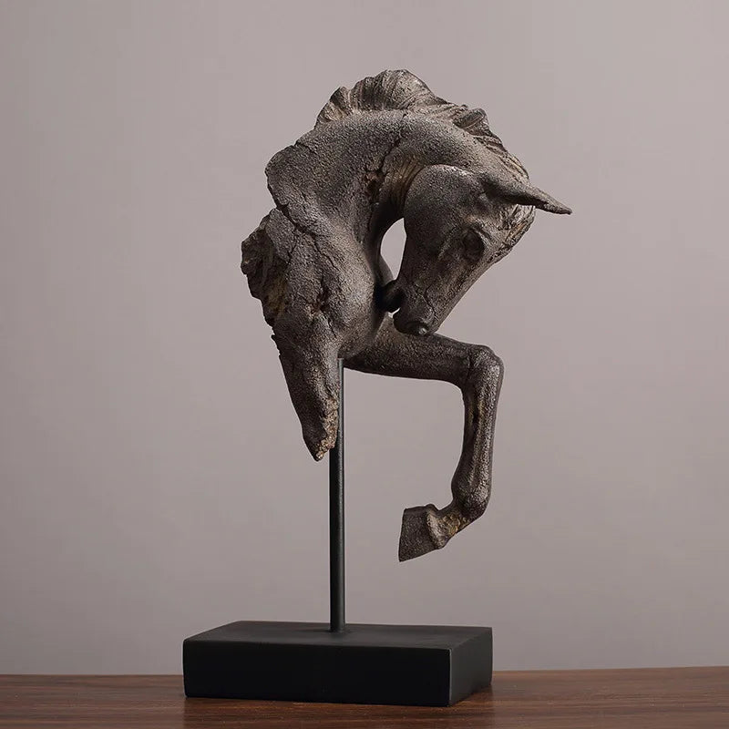 Afralia™ Vintage War Horse Sculpture for Home Decor