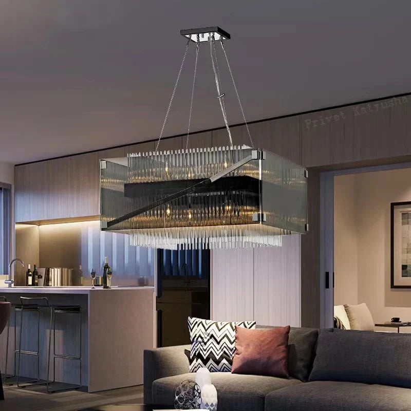 Afralia™ Crystal Glass Pendant Chandelier for Luxe Dining Room Decor