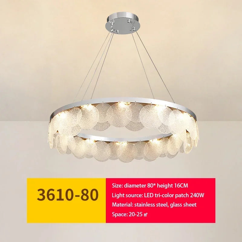 Afralia™ Glass Chandelier LED Ceiling Lamp | Modern Metal Art | Indoor Living Room Kitchen Decoration