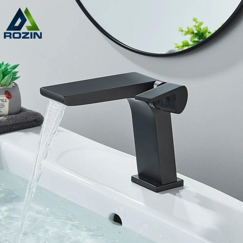 Afralia™ Gun Grey Basin Faucet: Modern Deck Mounted Sink Mixer Tap for Luxury Bathrooms