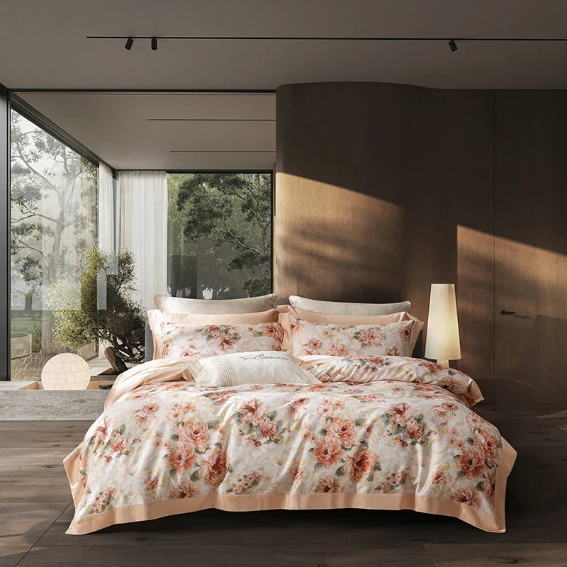 Afralia™ Vintage Flowers Bedding Set - Soft Silky Lyocell Cotton, Oil Painting Style