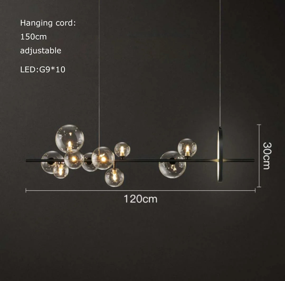Afralia™ Black Postmodern Bubble Glass Chandelier with Multi Clear Balls