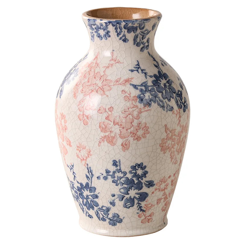 Afralia™ Blue & White Ceramic Vase, Chinese-style Handcrafted Flower Vase - Home Decoration