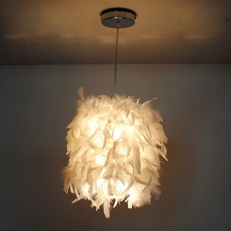 Afralia™ Feather Pendant LED Chandelier - Modern Bedroom Study Room Decoration