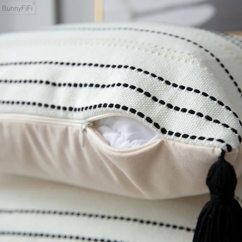 Afralia™ Woven Stripe Cushion Cover for Home Sofa Bed Bedroom Living Room