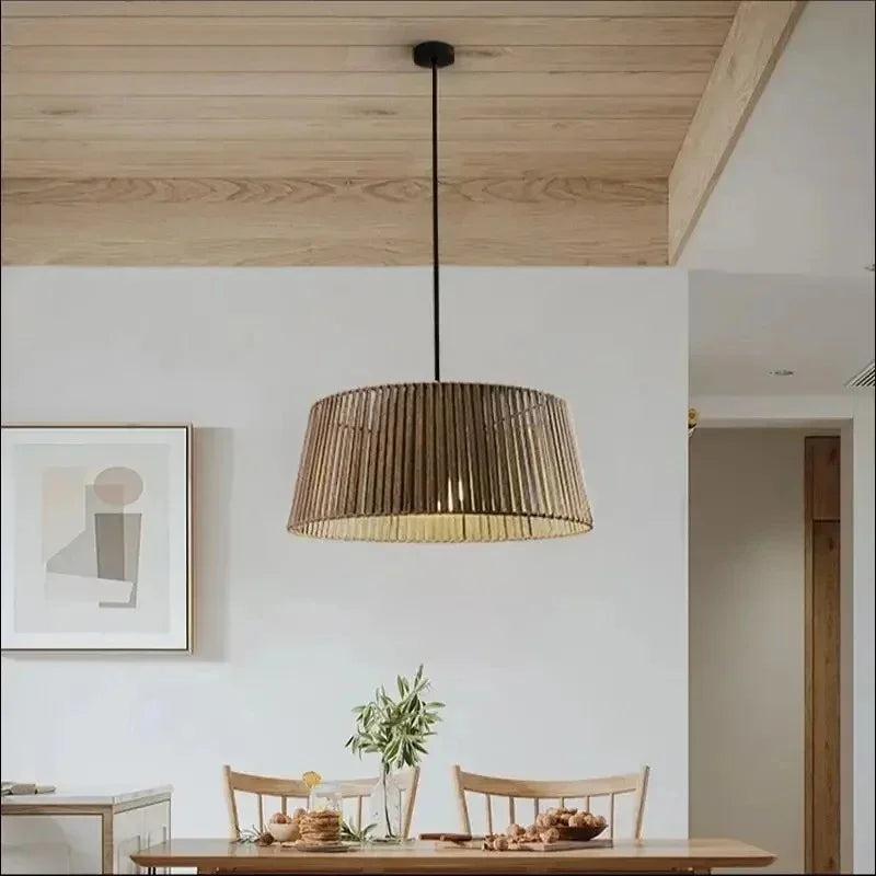 Afralia™ Vintage Hemp Rope Pendant Lamp for Dining Room, Restaurant, Bedroom - LED Hanging Light