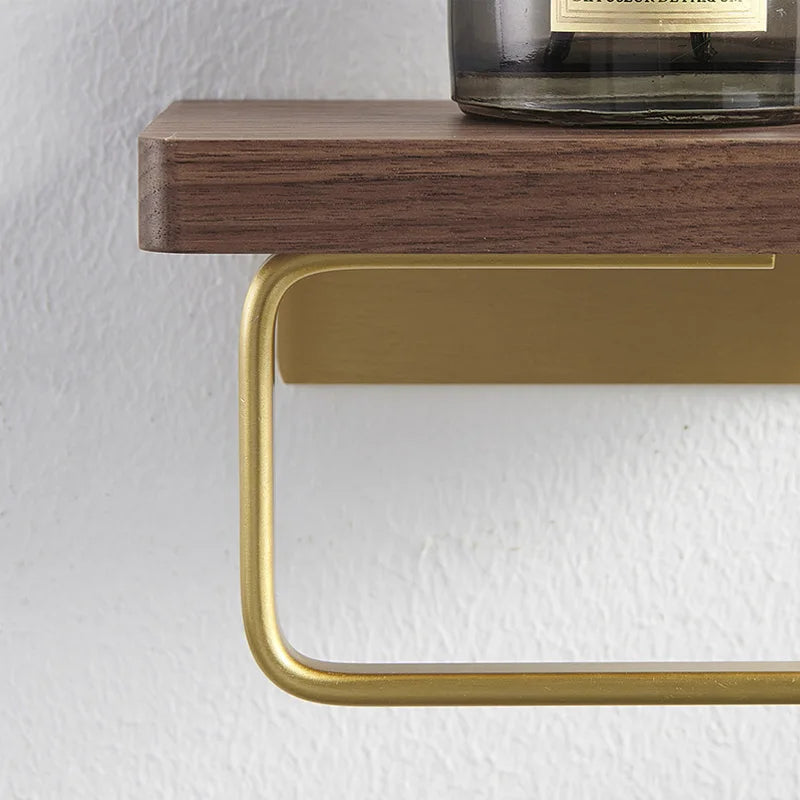 Afralia™ Brass & Wood Wall-mounted Toilet Paper Holder & Tissue Box Rack