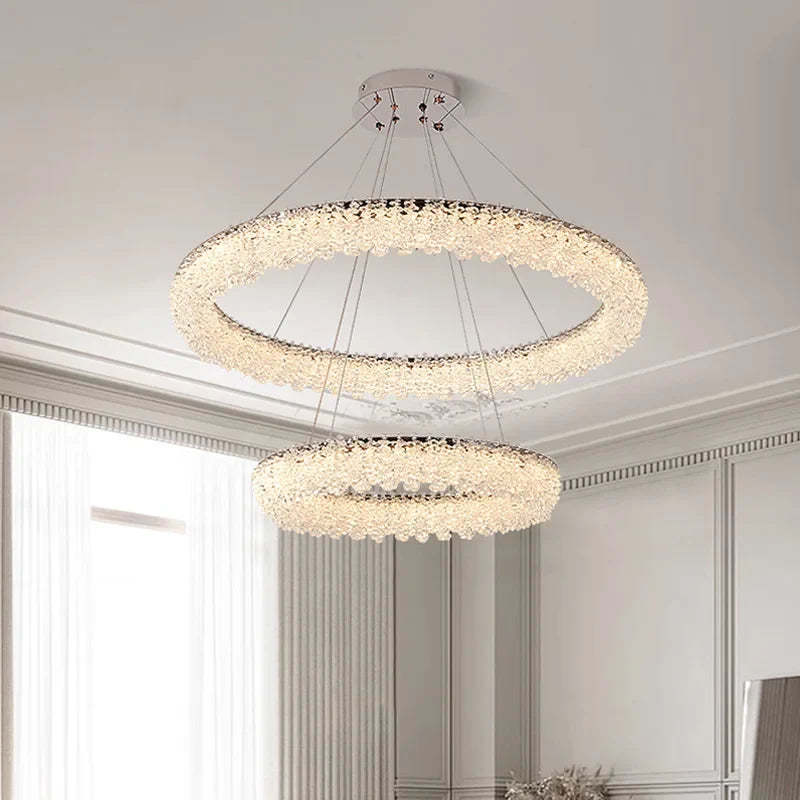 Afralia™ Crystal LED Chandelier Ceiling Light Modern Living Room Decor Pendant Lamp