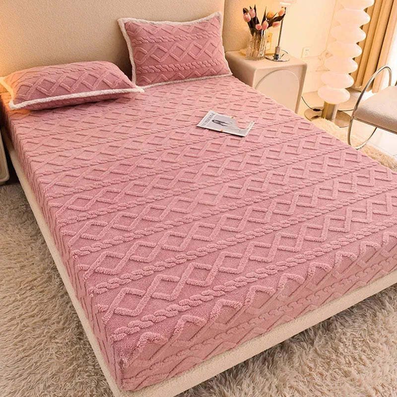 Afralia™ Cozy Tafu Fleece Queen Bed Sheet with Elastic Band