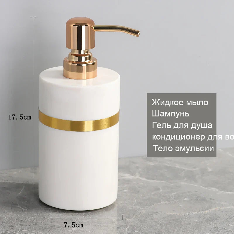 Afralia™ White Marble Gold Bathroom Set
