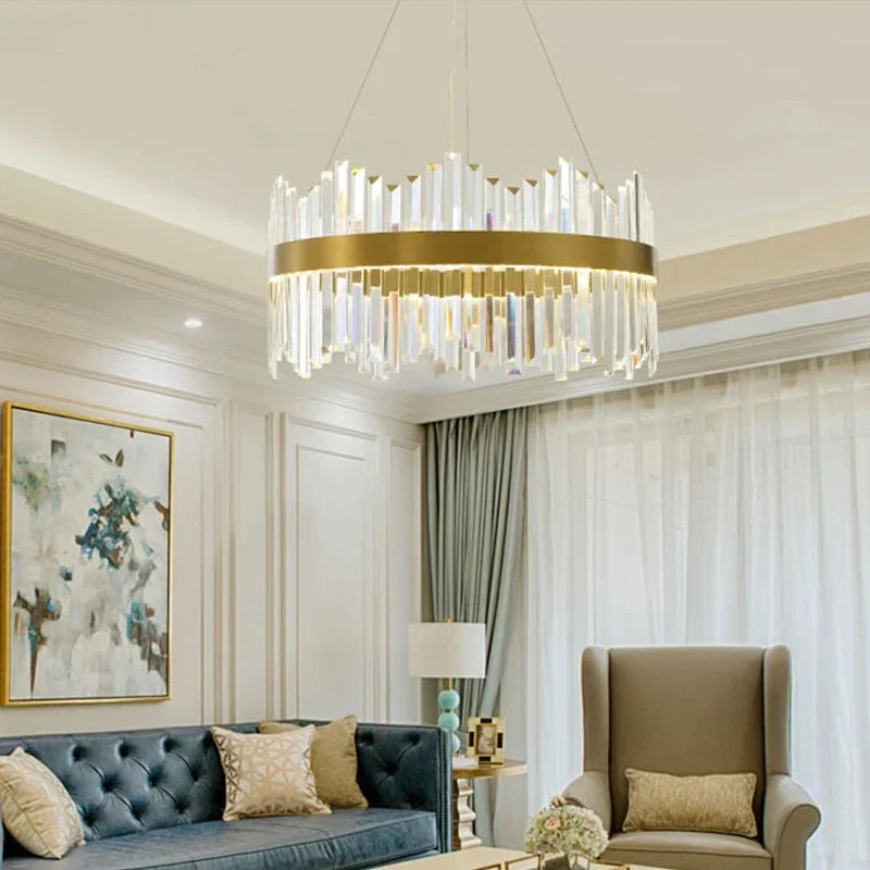 Afralia™ Shiny Crystal Chandelier Dimmable LED Luxury Ceiling Light