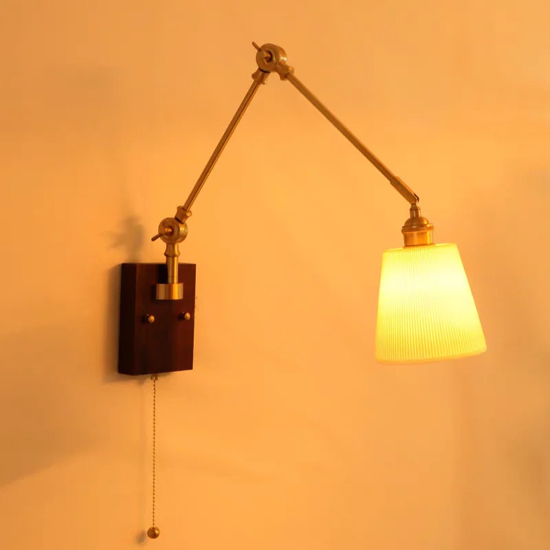 Afralia™ Walnut Wood LED Wall Sconce Bedside Lamp