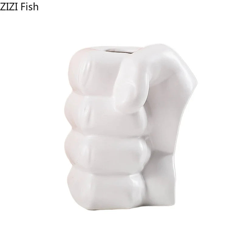 Afralia™ Ceramic Fist Vase for Stylish Room Decor & Flower Arrangement