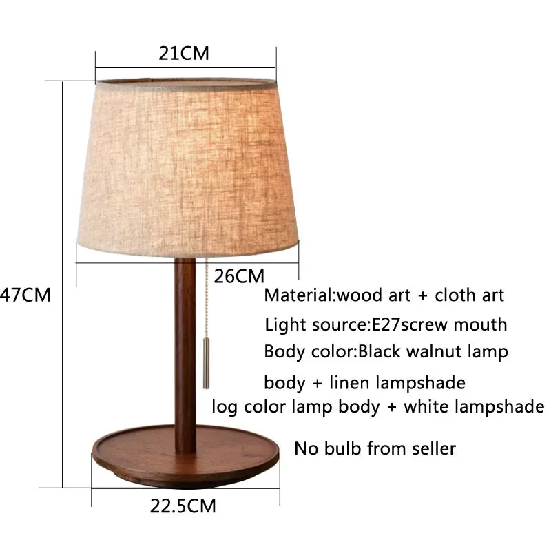 Afralia™ Nordic Wood Table Lamp - Walnut & Cloth Shade
