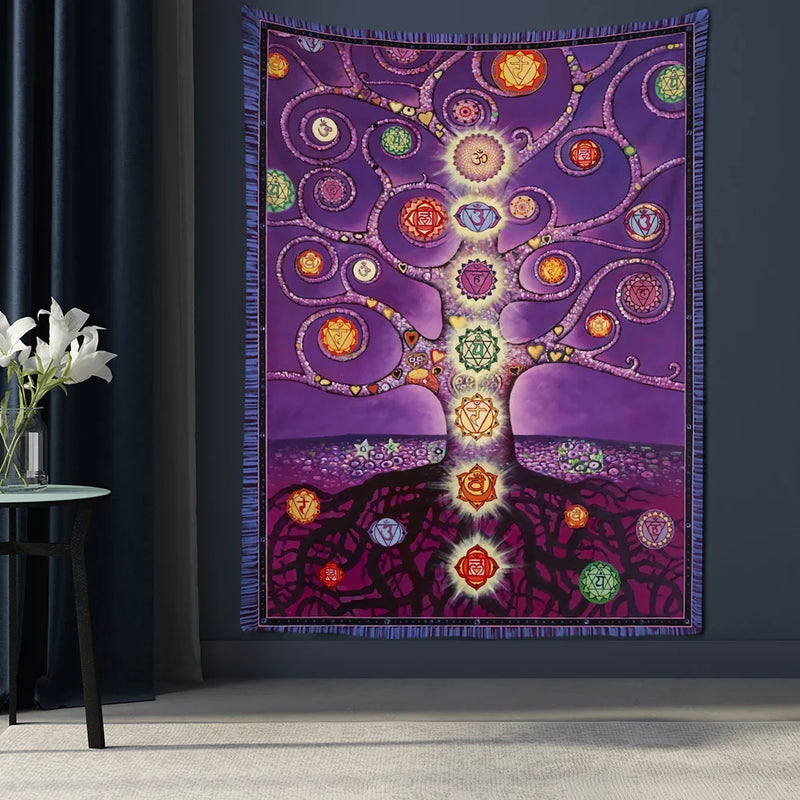 Afralia™ Tree Of Life Tapestry: Hippie Queen Bed Sheet Wall Hanging, Psychedelic Bohemian Room Decor