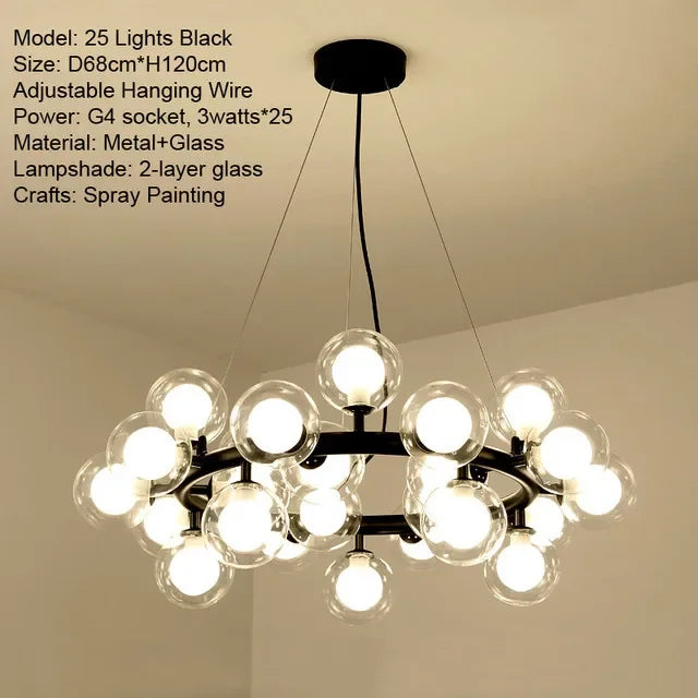 Afralia™ Molecular Glass Ball Chandelier with Magic Bean G4 LED Pendant Lights