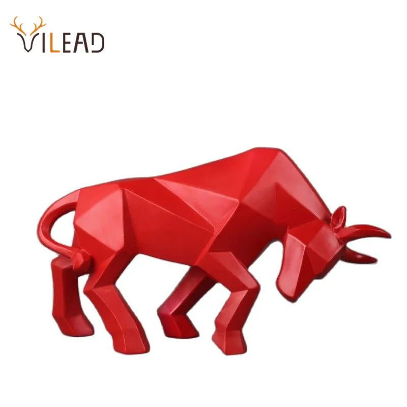 Afralia™ Geometric Bull Sculpture - Modern Home Decor, Office, Living Room Ornament