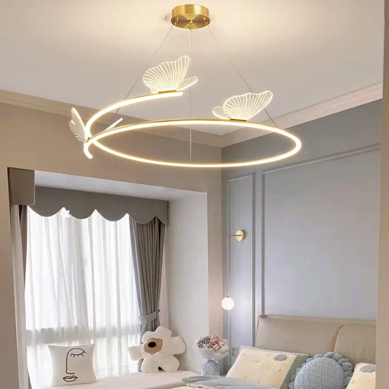 Afralia™ Butterfly Design Ceiling Chandelier: Modern Minimalist Pendant Lamp for Home Decor