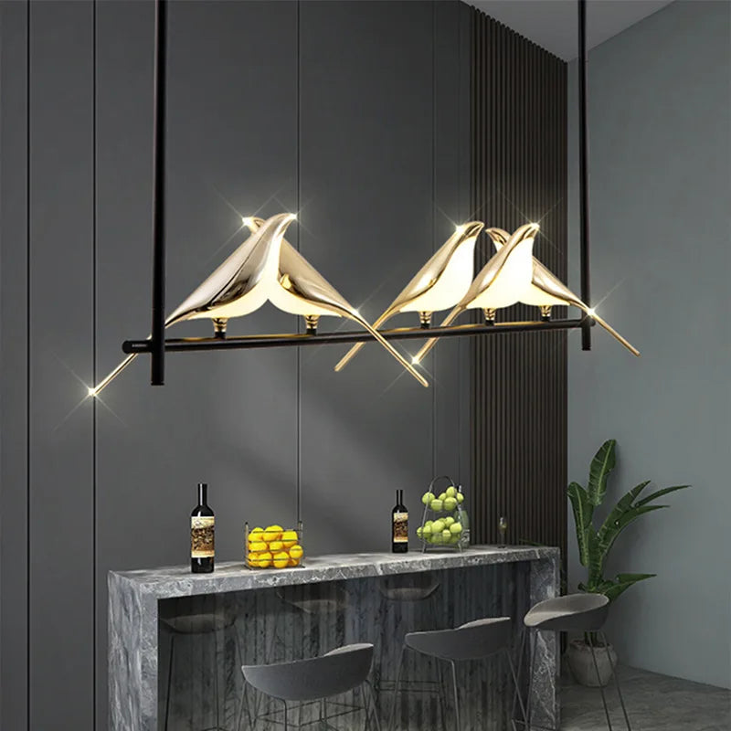 Afralia™ LED Magpie Bird Pendant Light Chandelier - Modern Decor for Living & Dining Room