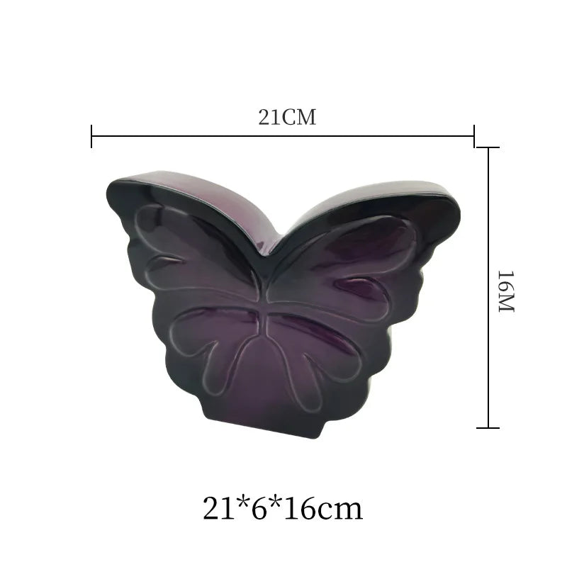 Afralia™ Dark Butterfly Ceramic Vase for Table Decoration and Floral Arrangement