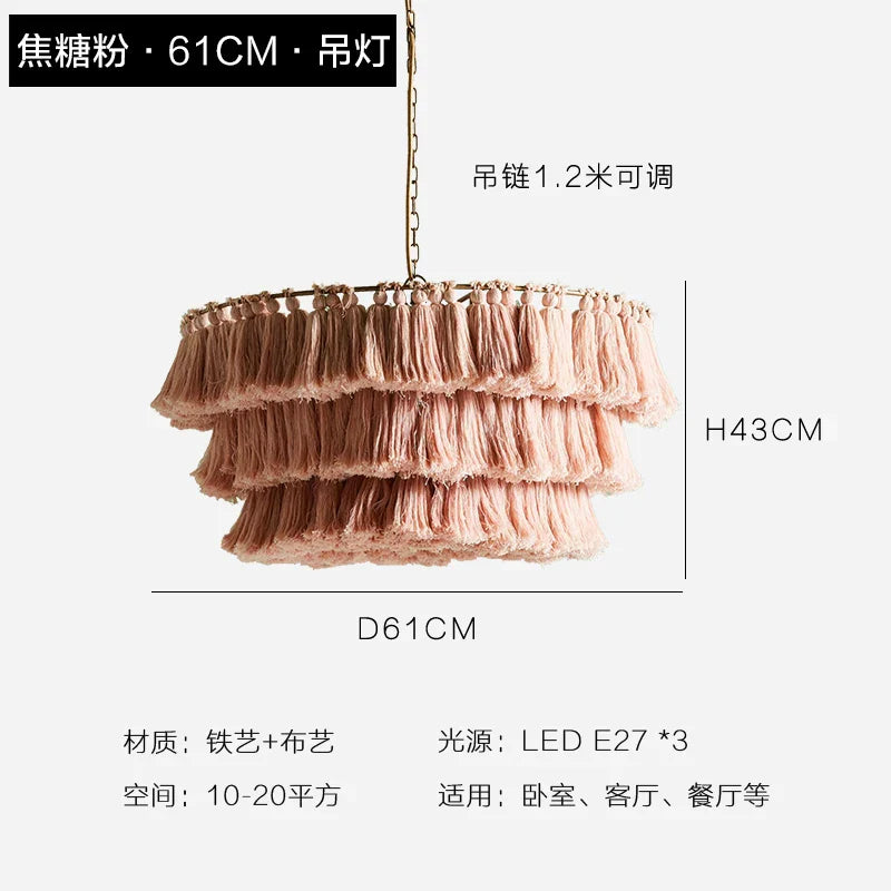 Afralia™ Tassel Chandelier: Woven LED Boho Lamp for Dining Bedroom Kitchen Island