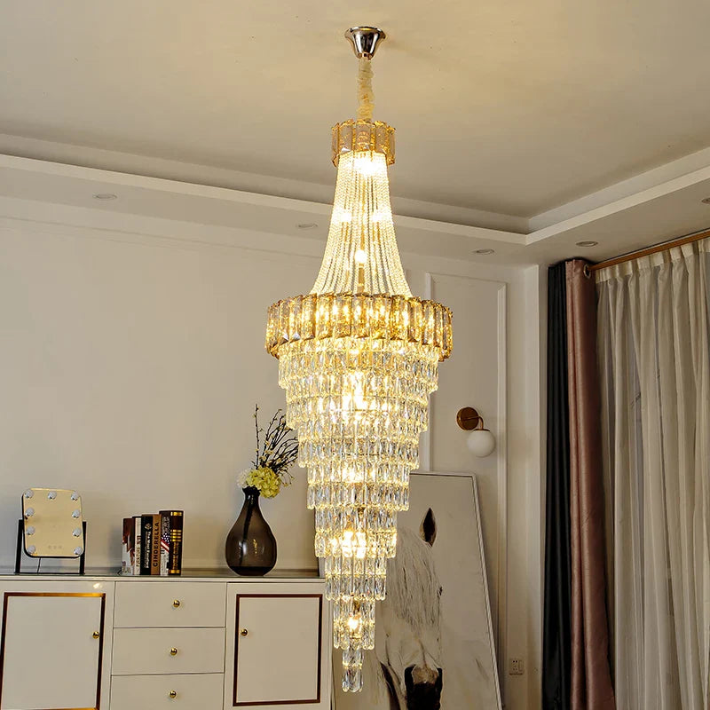 Afralia™ Crystal Chandelier: High-End Duplex & Spiral Staircase Light for Luxury Living Spaces