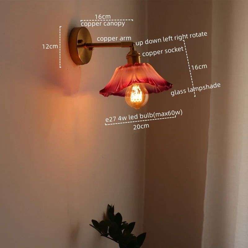 Afralia™ Modern Glass Copper LED Wall Lights Living Room Kitchen Bedside Lamp