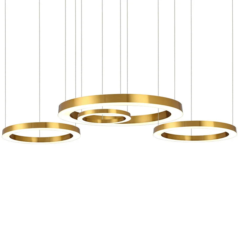 Afralia™ Circular Gold Ring LED Pendant Light for Dining Room and Living Room