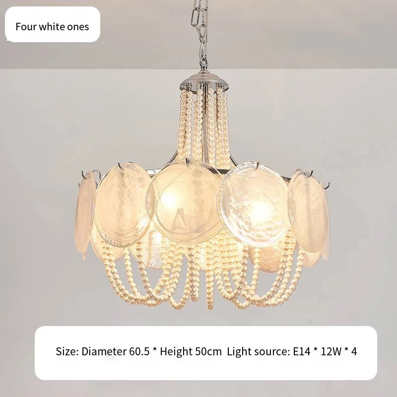 Afralia™ Pink Glass Pearl Chandelier: Modern Pendant Light for Living Room & Bedroom
