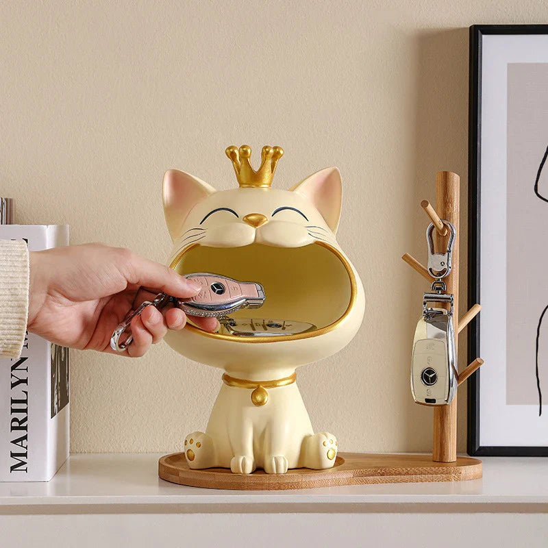 Afralia™ Lucky Cat Sculpture Storage Box Desk Decoration Miniature Figurine