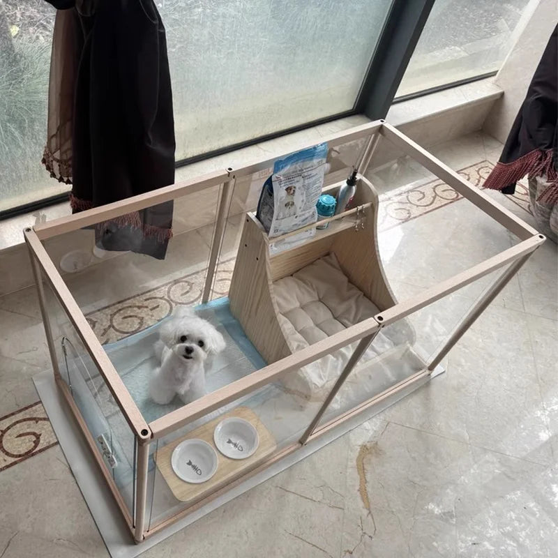 Afralia™ Pet Pen Dog Cage with Fence and Isolation Gate for Small to Medium Dogs