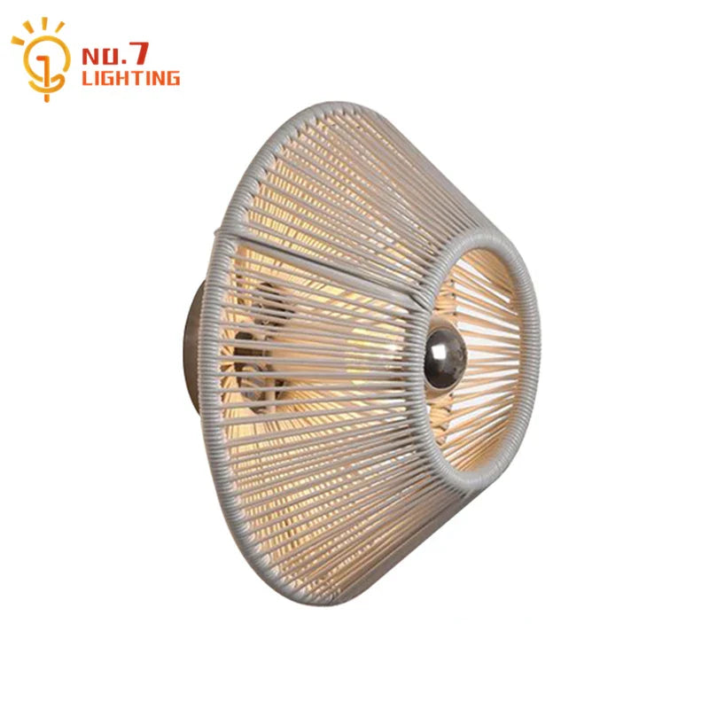 Afralia™ Wabi-sabi Rubber Rattan LED Wall Lamp for Indoor Living Room Bedroom Tea House