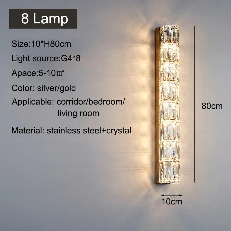Afralia™ Crystal LED Wall Lamp for TV Bedside Villa Aisle Porch