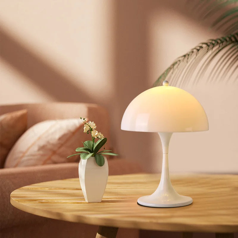 Afralia™ Modern Mushroom Table Lamp Panthella 320 LED Desk Lighting White Bedroom Living Room