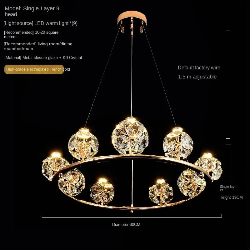 Afralia™ Luxury Crystal Glass Ball Chandelier for Dining Living Room Hall Island
