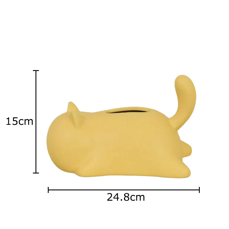 Afralia™ Cat Ceramic Tissue Box Modern Home Decor