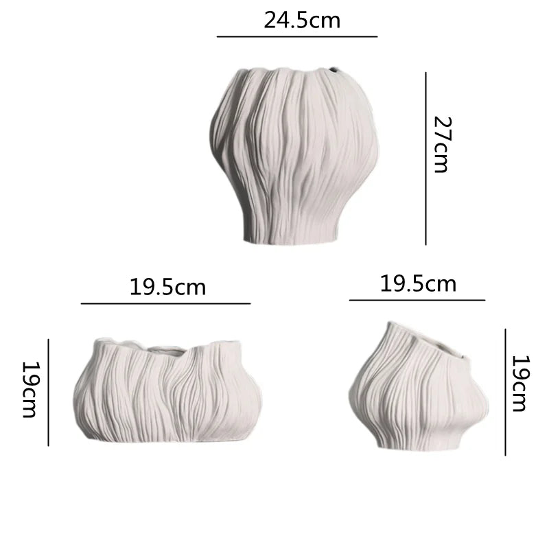 Afralia™ Ceramic Striped Vase for Home Decor and Flower Arrangement