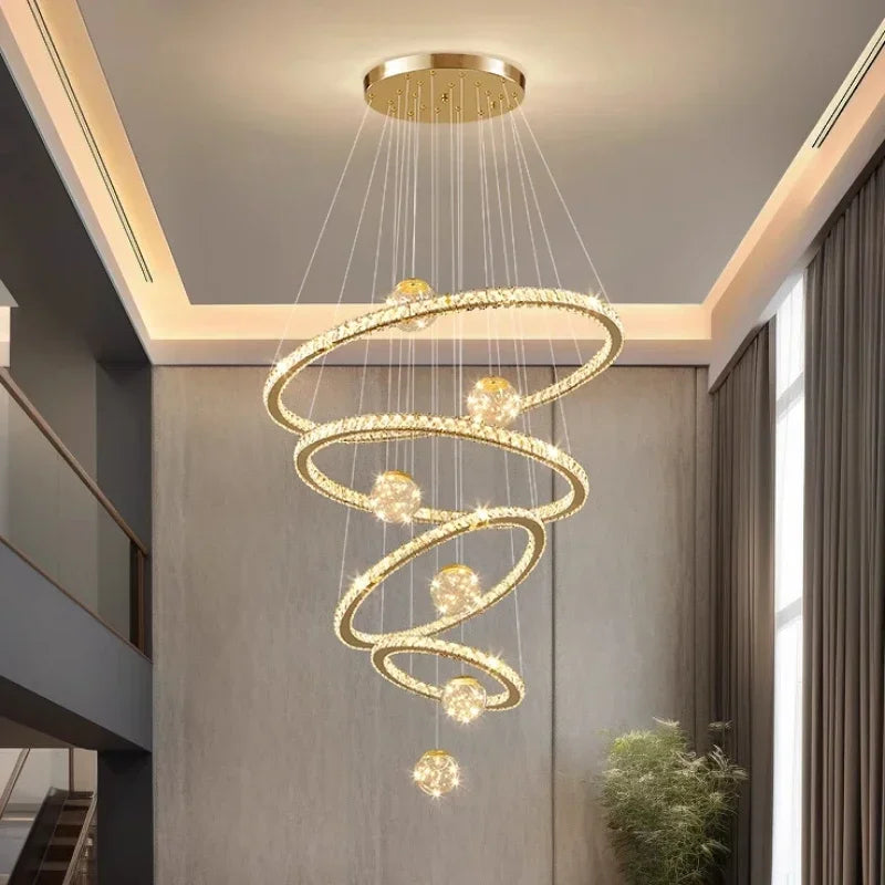 Afralia™ Crystal LED Chandelier: Modern Living Room Pendant Lights, Glass Globe Hanging Lamp