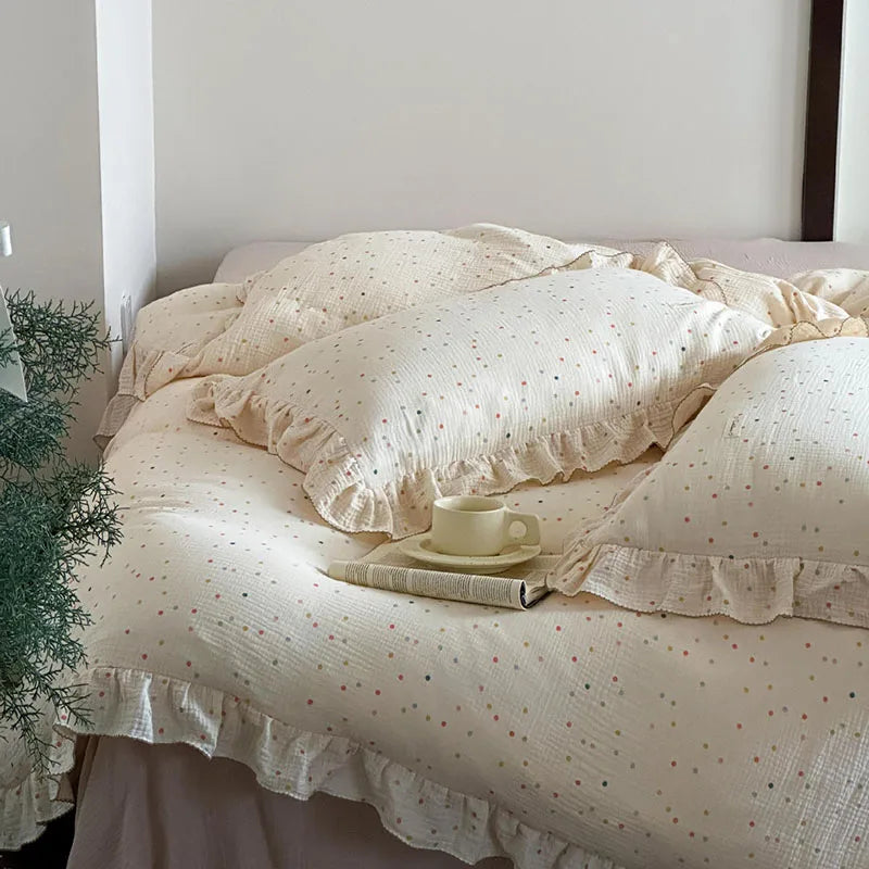 Afralia™ Luxury Nude Double-Layer Cotton Yarn Quilt Cover for Single Double Size Bed