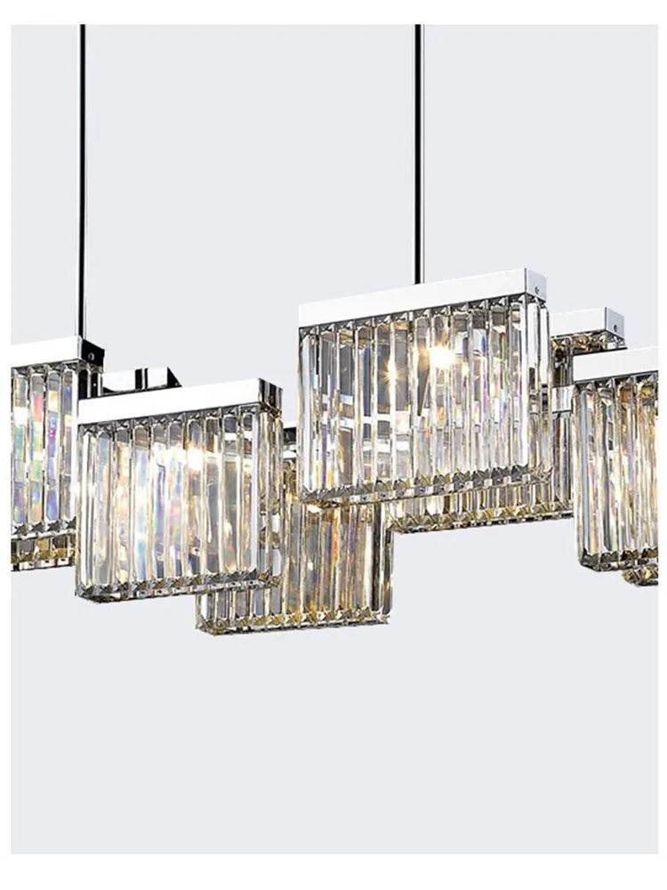 Afralia™ Crystal Pendant Lights for Dining Room, Luxury Rod Lamp with Led, Chrome Finish