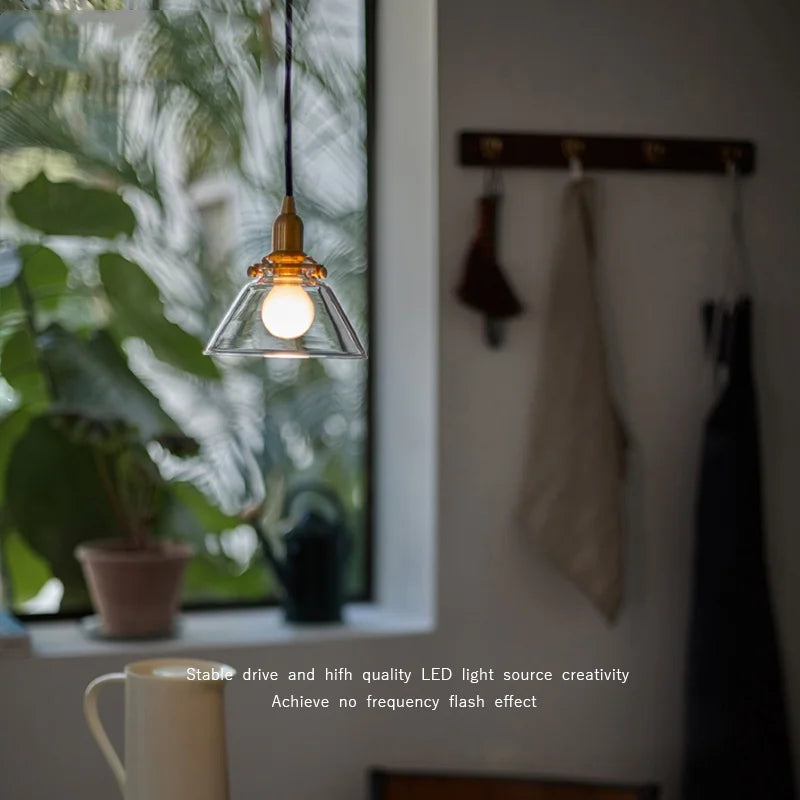 Afralia™ Minimalist Clear Glass Pendant Light Fixture with Copper Socket for Modern Living Space