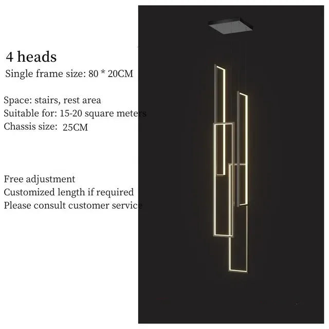 Afralia™ Geometric Luxury Stair Chandelier for Duplex Villa Loft Living Room