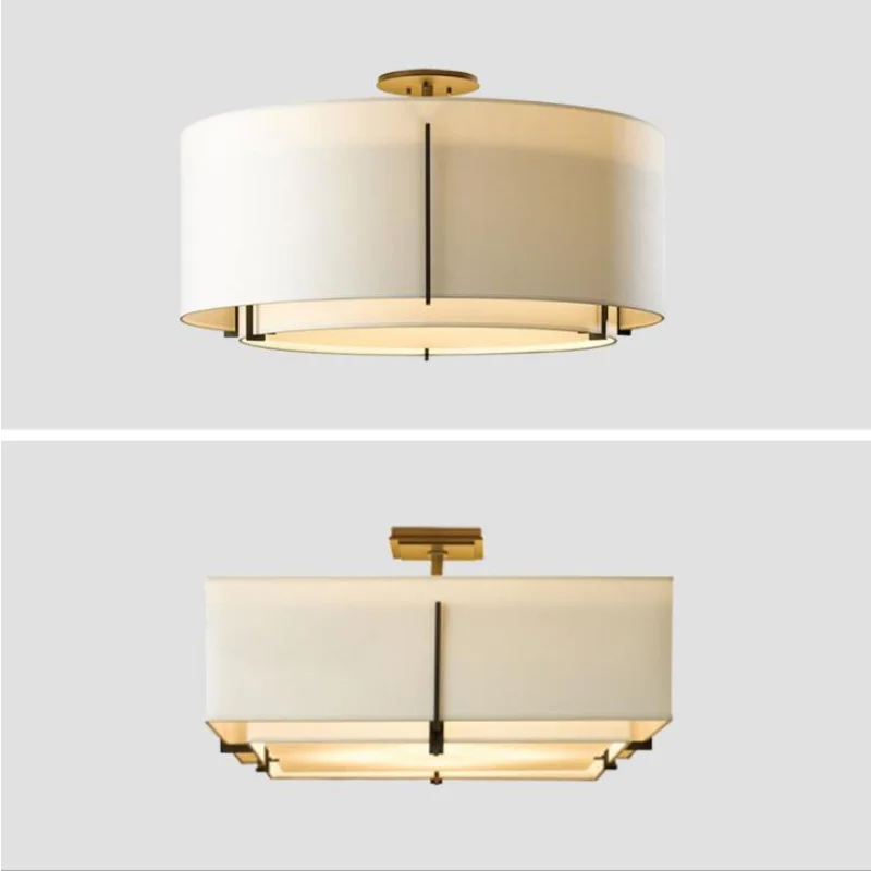 Afralia™ Retro Fabric Round Chandelier for Living Room Ceiling Lamps