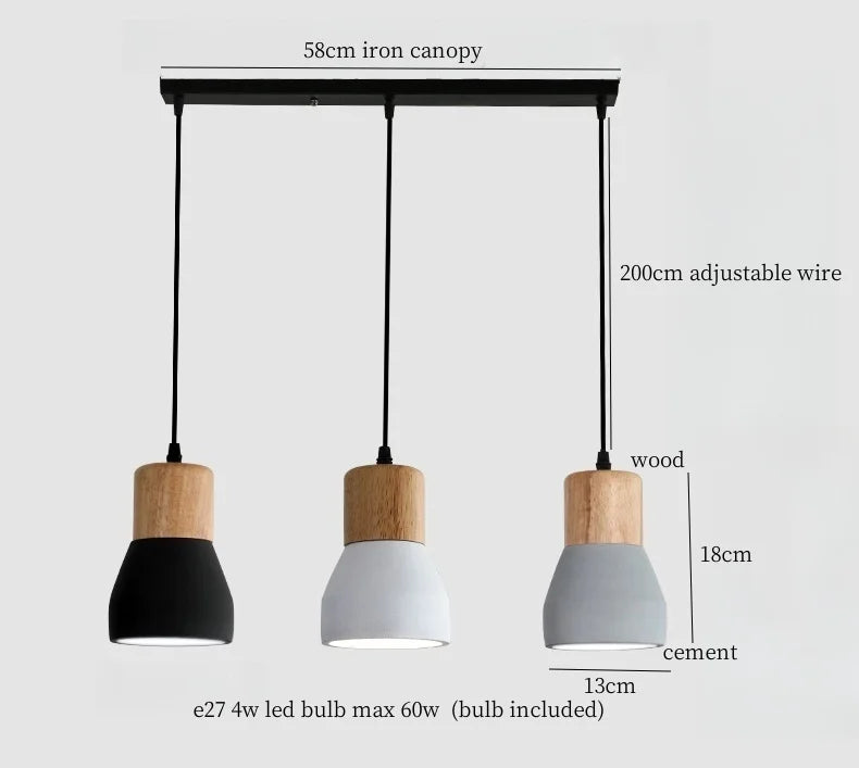 Afralia™ Cement LED Pendant Lamp Industrial Decor Bedroom Living Room Bar Cafe