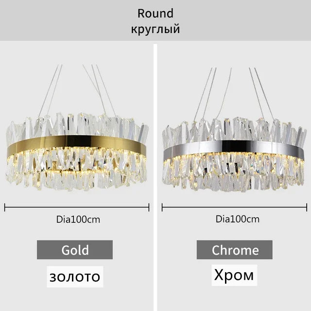 Afralia™ Luxury K9 Crystal Ceiling Chandelier LED Pendant Light for Living Room Bedroom Kitchen