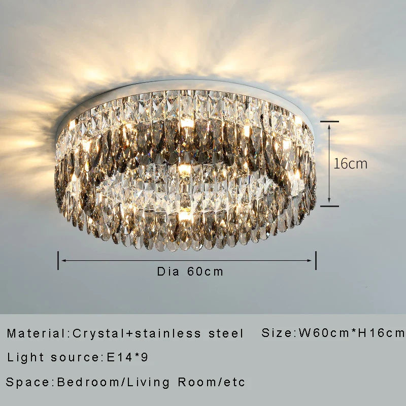 Afralia™ Crystal Luxury Chandelier: Dimmable LED Round Ceiling Light for Bedroom Living Room